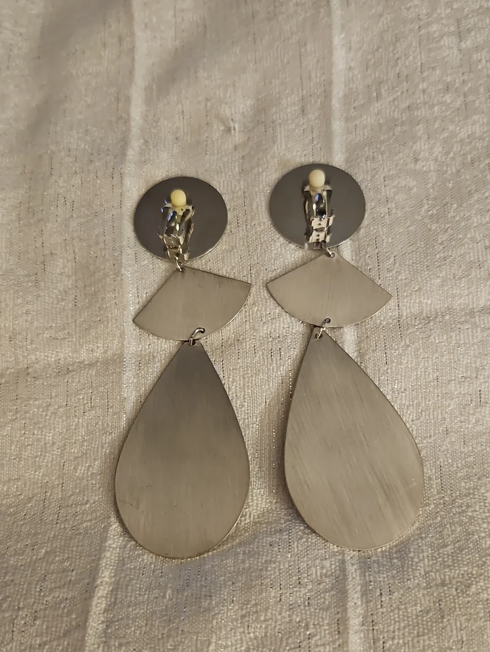 3/$30 Brushed Metal Geometric Teardrop Drop Clip-on Earrings